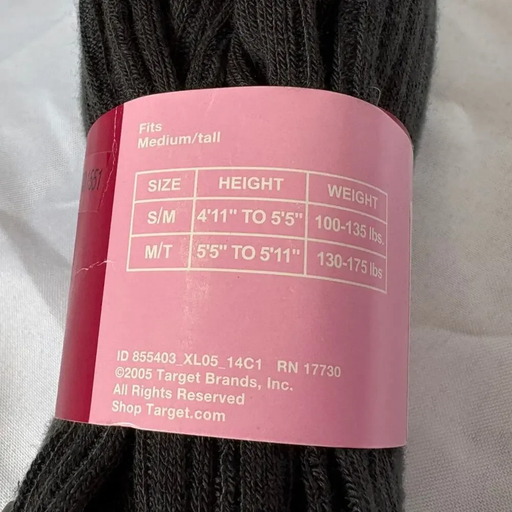 Vintage Y2K Xhilaration NOS Gray Ribbed Knit Fashion Tights M/Tall
